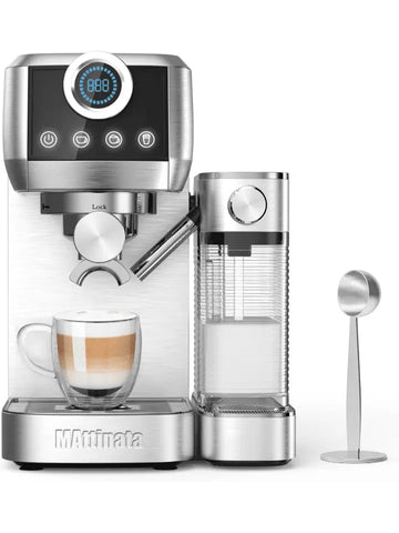 Cappuccino Machine, Latte Machine with Automatic Milk Frother, 20 Bar Espresso Machine for Home Gifts, Espresso Maker with Touchscreen, Stainless Steel Style