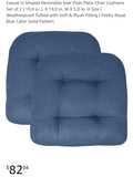 Casual U-Shaped Reversible Seat Pads Patio Chair Cushions Set of 2 | 19.0 in. L X 19.0 in. W X 5.0 in. H Size | Weatherproof Tufted with Soft & Plush Filling | Pretty Royal Blue Color Solid Pattern