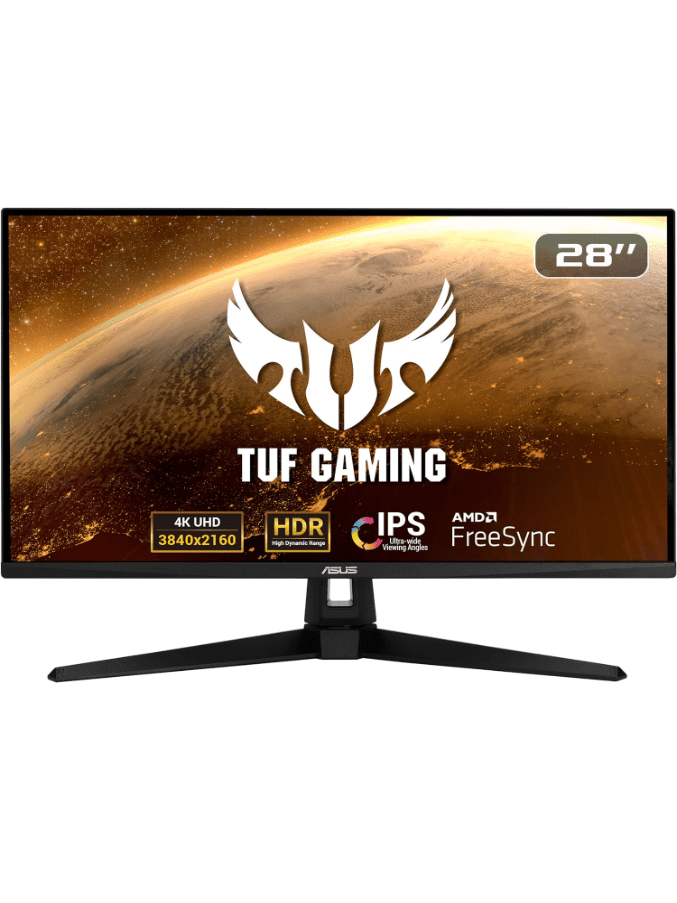 ASUS TUF Gaming VG289Q1A 28” Monitor, 4K UHD 3840 x 2160 , IPS, Adaptive-Sync/ FreeSync, Eye Care, DisplayPort HDMI, DCI-P3 HDR 10, Shadow Boost, Black