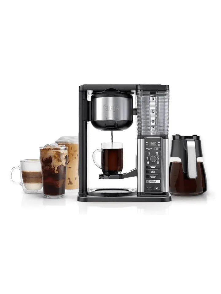 Ninja CM401 Specialty 10-Cup Coffee Maker with 4 Brew Styles for Ground Coffee, Built-in Water Reservoir, Fold-Away Frother & Glass Carafe, Black