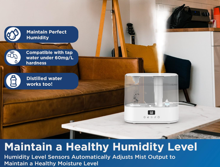 Westinghouse Humidifier and Air Purifier all in one combo with Smart Humidity Sensor Control for Bedrooms with Essential Oil Diffuser and Remote, White - ANM Liquidation