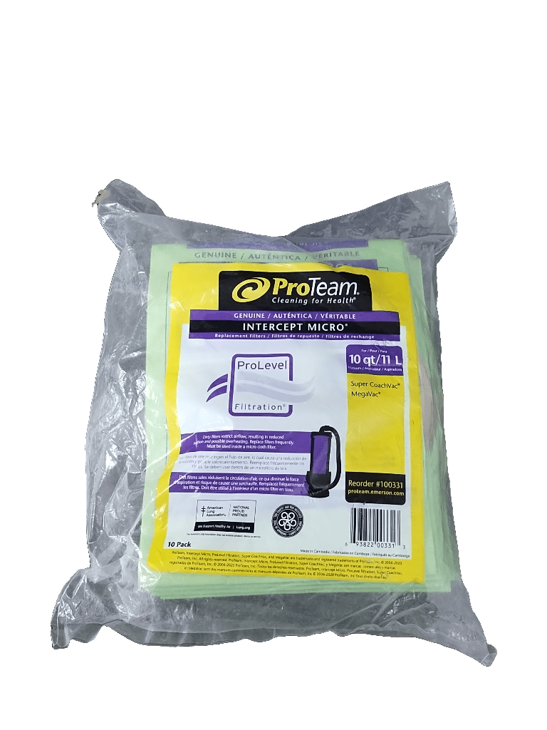 ProTeam MegaVac 10 Quart Intercept Micro Vacuum Cleaner Bags / 10 pack - Genuine OEM 100331 & 450243