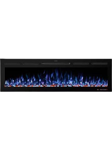 48 in. Smart Electric Fireplace Inserts Recessed and Wall Mounted Fireplace with Remote in Black