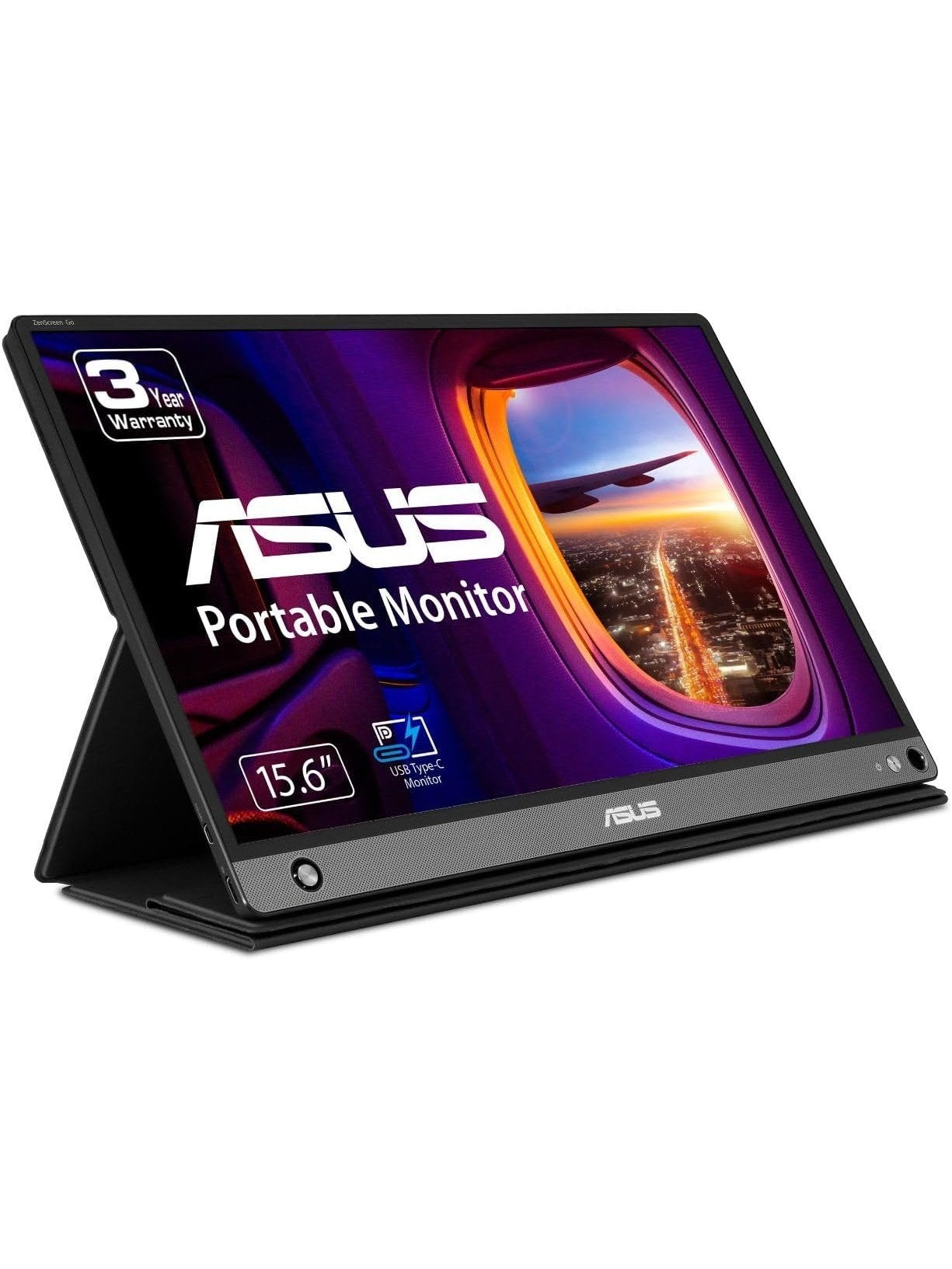 ASUS ZenScreen 15.6” 1080P Portable USB Monitor MB166C - Full HD, IPS, USB Type-C, USB-Powered, Eye Care, Tripod Mountable, Anti-Glare Surface, Protective Sleeve