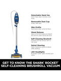 Shark HV343AMZ Rocket Corded Stick Vacuum with Self-Cleaning Brushroll, Lightweight & Maneuverable, Perfect for Pet Hair Pickup, Converts to a Hand Vacuum, Crevice Upholstery Tools, Blue/Silver