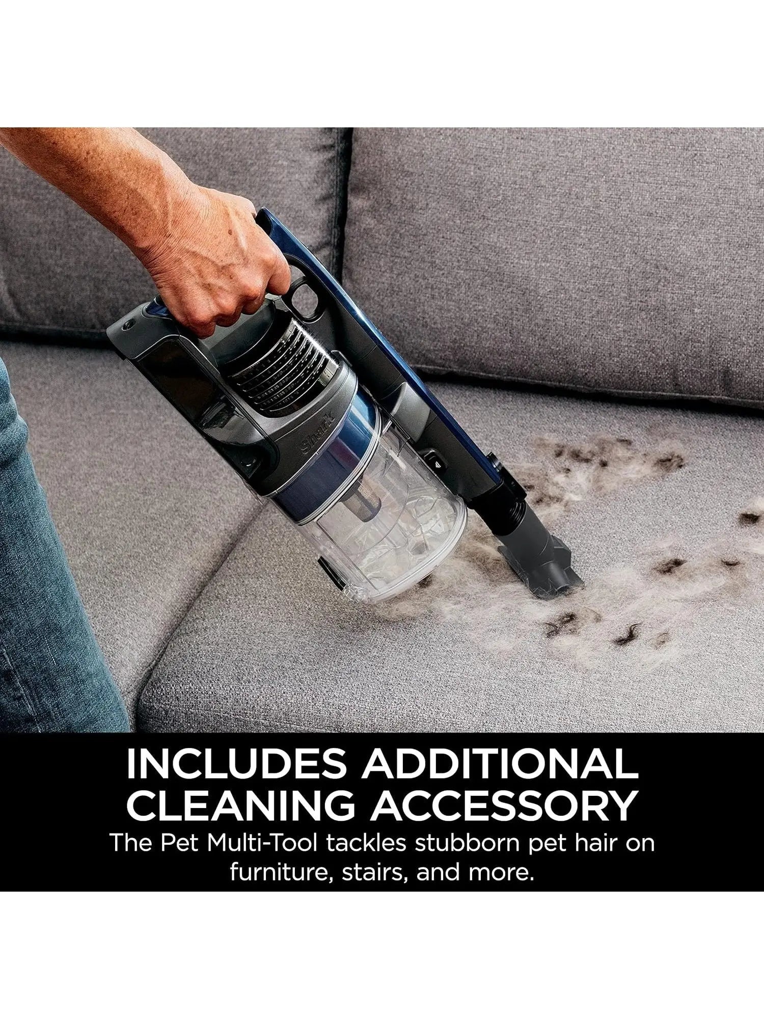 Shark IX141 Pet Cordless Stick Vacuum with XL Dust Cup, LED Headlights, Removable Handheld, Crevice Tool, 40min Runtime, Grey/Iris